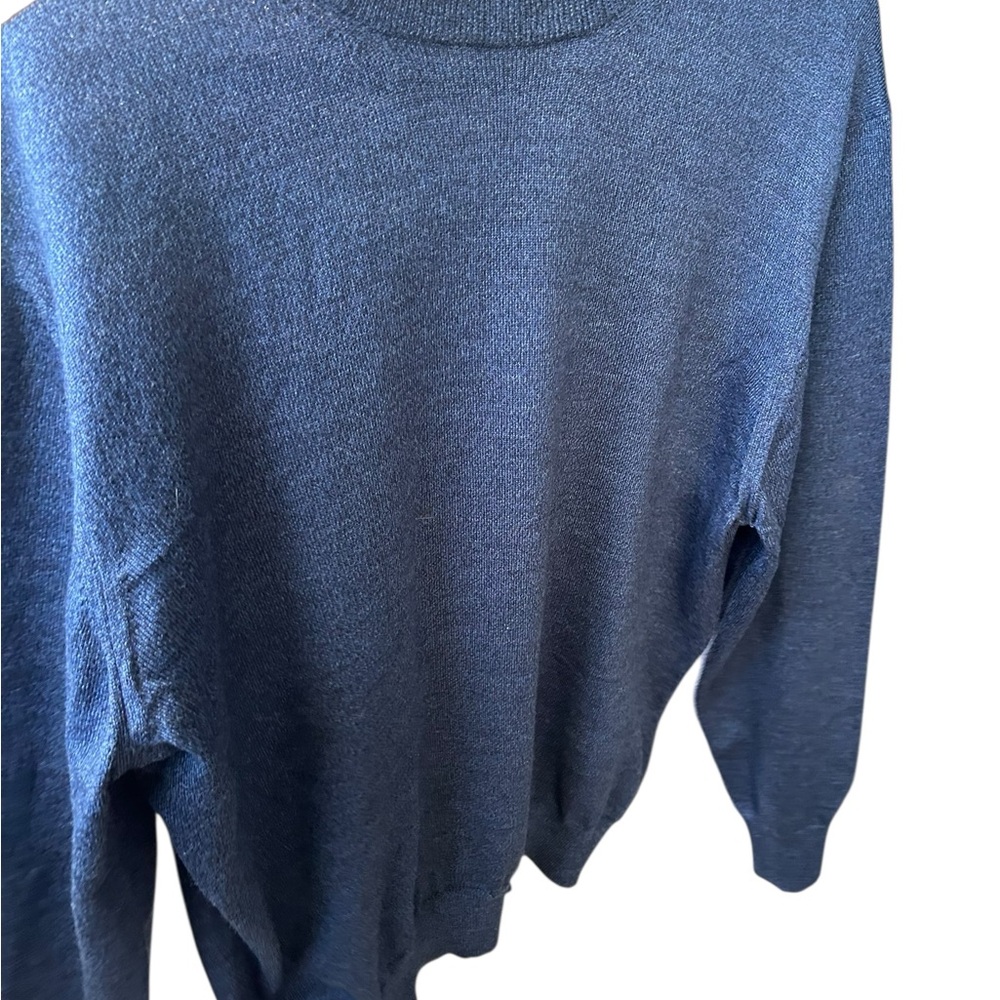 Vtg Barneys‎ NY Men’s Wool Mockneck Sweater Stunning Blue - Picture 5 of 5